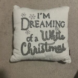 David Tutera Silver and White Holiday Pillow